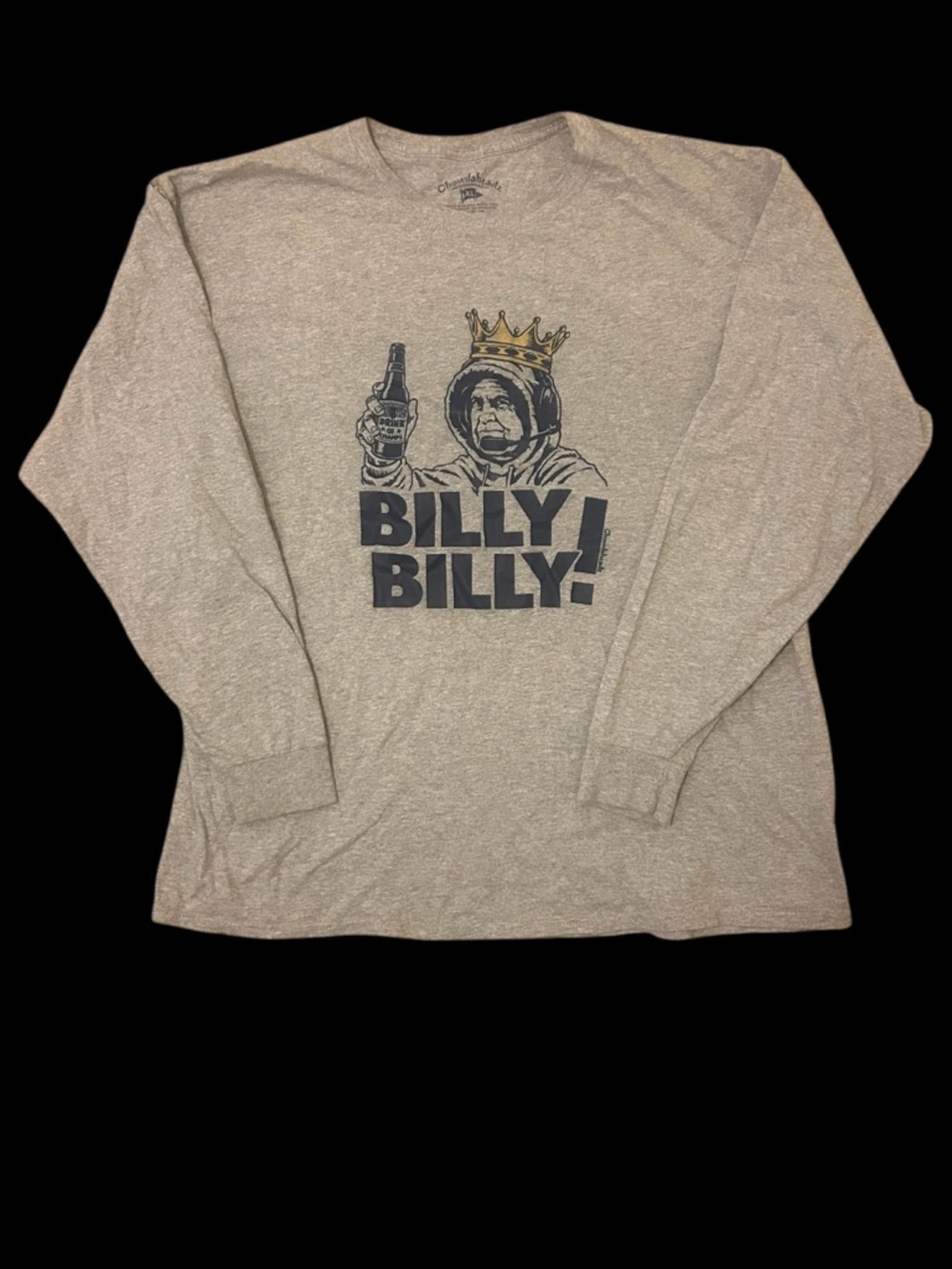 Billy! Bill Belichick Drink of Champions Beer Graphic Long Sleeve Shirt - Gray